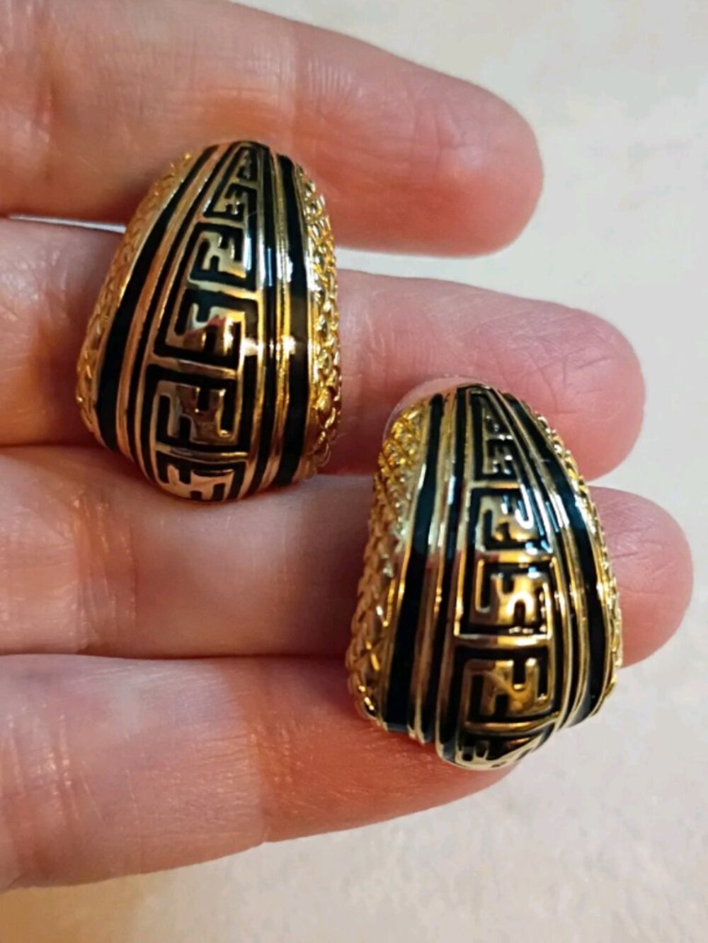 Fendi FF Logos Vintage Pierced Earrings